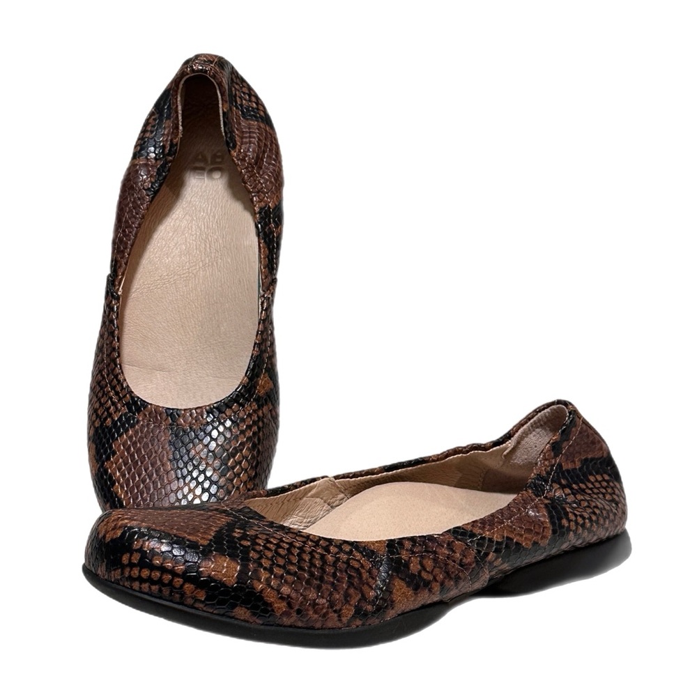 Abeo Tilly Brown Snake Sli-On Ballet Flats Arch Support Brown Black Size 8